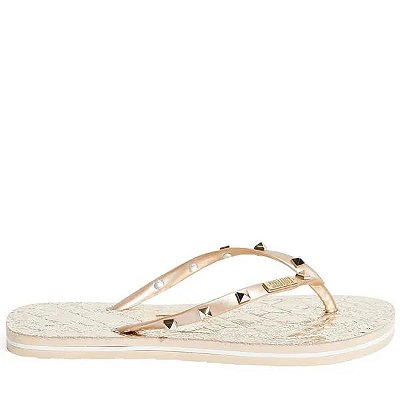 Flip Flop Dourado Borracha Spikes Matelassê