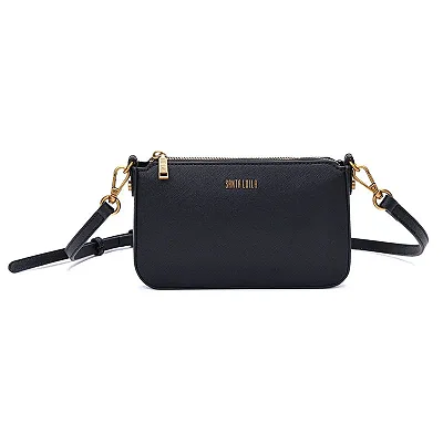 Bolsa Santa Lolla Pequena Risco Preta Alça Transversal