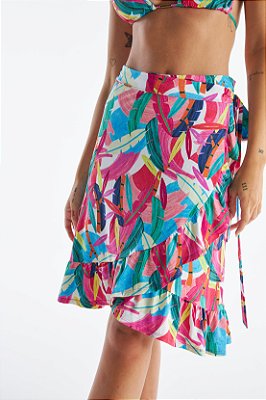 Saia Midi Babado Seaward Fluty Estamp.
