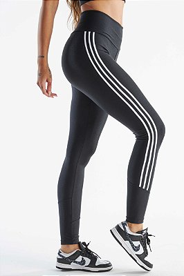 Calça Legging Seaward Trilobal Preto com listra branca