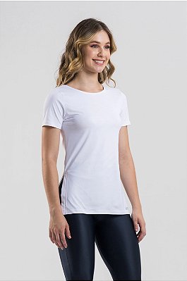 Camiseta Power Mulher Elástica - Branco/Preto
