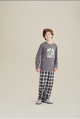 Pijama masculino infantil calça xadrez