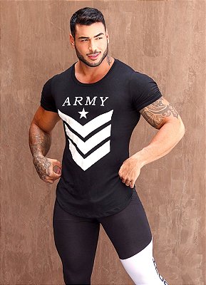 Army Sports T-Shirt Masculina Longline - Preta