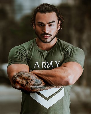 Army Sports T-Shirt Masculina Longline - Verde Militar