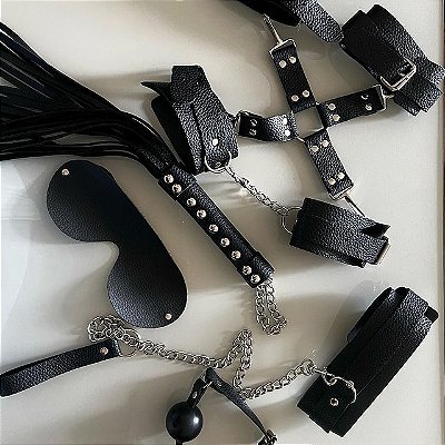 Fetich Bondage Preto 7 Itens