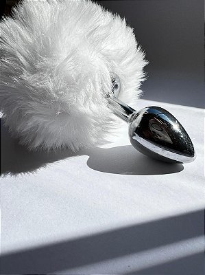 Plug Anal P com Rabo de Coelho Branco