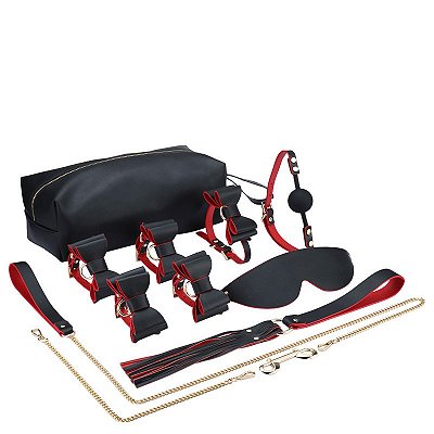 Kit Bondage com Detalhes em Laço Borboleta 8 Peças e Estojo Portátil