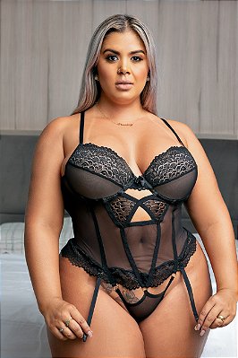 Body Sensual De Bojo Com Ligas E Detalhe De Elástico Nas Costas