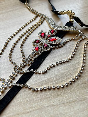 Calcinha Frente Strass Rubi