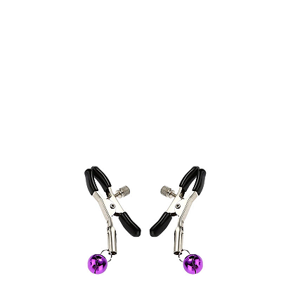 Grampos para Mamilos com Guizo Roxo com Presilhas Ajustáveis