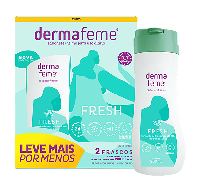 Kit Sabonete Líquido Íntimo Dermafeme Fresh com 2 Unidades De 200m