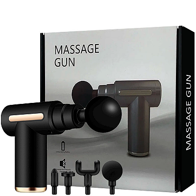 MASSAGE GUN - Vibrador e Massageador Corporal Recarregável com Cabeça Flexível e 6 Modos de Vibração