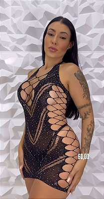 Vestido transparente com Strace