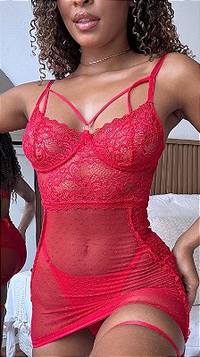 Camisola Dayse em Tule com Renda e Aro | Miss Barcellos