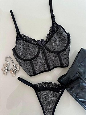 Conjunto Angel - Cropped Brilhoso + Calcinha