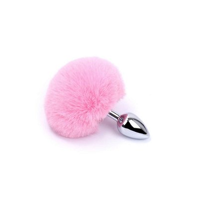 Plug anal P em metal com Rabo de Coelho ( Pompom )