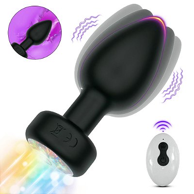Plug Anal em Silicone com 10 Modos de Vibração,Luz de Led e Controle Remoto sem Fio ou Cotrole de toque - YOUVIBE