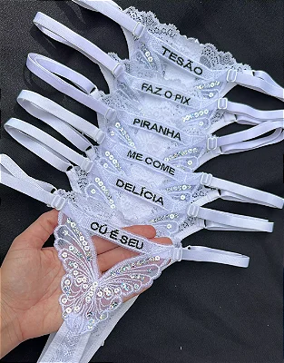 Calcinha Borboleta Frase Bordada