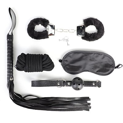Kit Sado Bandage com 5 Produtos: venda | chicote| algema | mordaça | corda De Shibari