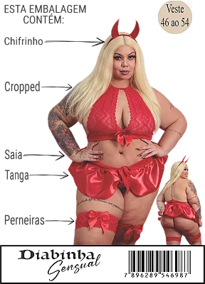 Fantasia Erótica de Luxo Plus Size - Diabinha