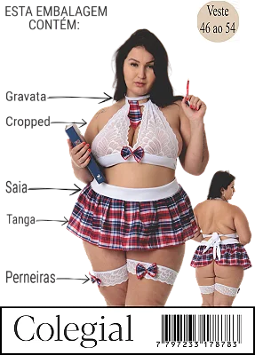 Fantasia Erótica de Luxo Plus Size - Colegial