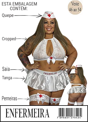 Fantasia Erótica de Luxo Plus Size - Enfermeira Escrita