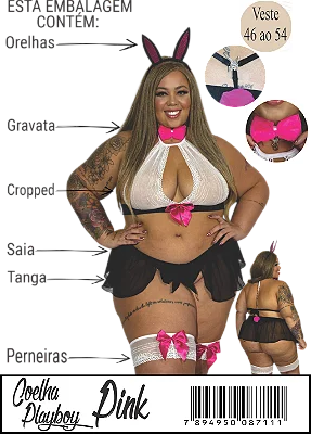 Fantasia Erótica de Luxo Plus Size - Coelhinha Pink