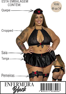 Fantasia Erótica de Luxo Plus Size - Coelhinha Black