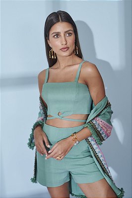 Top Feminino Amarração Verde Menta