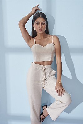 Cropped Decote Reto Feminino Off White