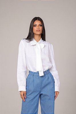 CAMISA LINHO LAÇO BRANCA