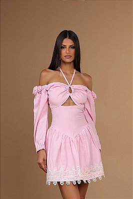 VESTIDO CURTO GARDEN ROSA