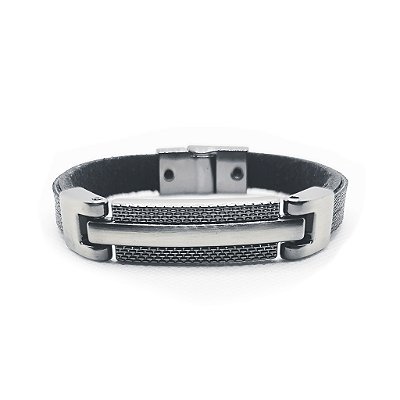 Pulseira de Couro Classic - Social Gray