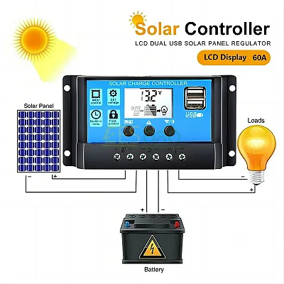 Controlador de Carga para Painel Solar 10 - 100A 12v 24v