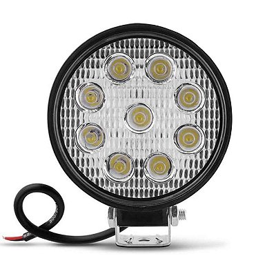 PAR FAROL DE MILHA AUXILIAR REDONDO 9 LEDS (MINI) BIVOLT