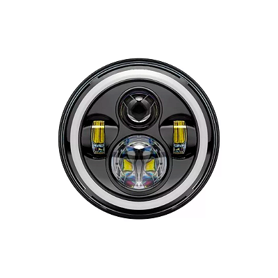 Farol 7 polegadas DRL Angel Eyes H4 Redondo 6000K 12V a 30V