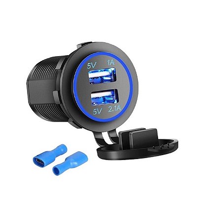 Tomada Carregador Veicular 2 USB