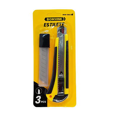 Estilete Profissional 18mm Com Trava + 3 Lâminas