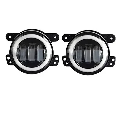 Par Farol ANGEL EYES LED 4 Pol De Neblina UNIVERSAL DRL Jeep Wrangler Jk Dodge