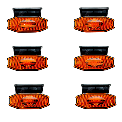 Kt com 6 lanterna Lateral Exclusive Âmbar Led Bivolt C Suporte E Fios