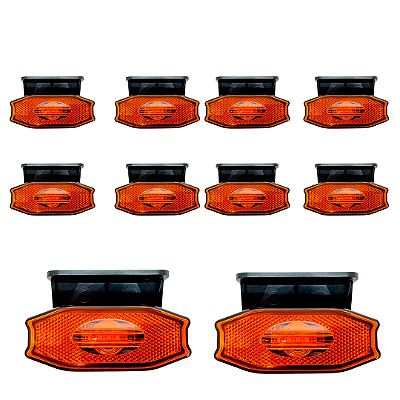 Kit de 10 lanterna Lateral Exclusive Âmbar Led Bivolt C Suporte E Fios