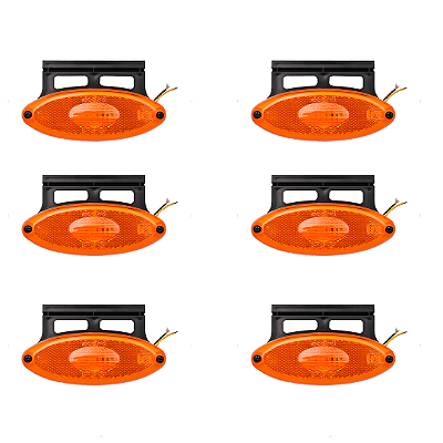 Kit com 6 lanterna Lateral Led 12v 24v Universal Oval Amarela