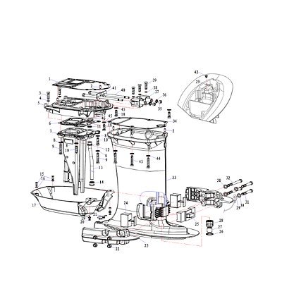 Motor De Popa Hidea 40 HP 40 FFEL(S)-T YMH Vista Explodida Trim