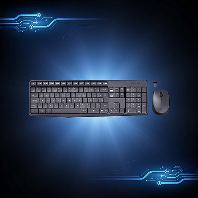 Kit Mouse e Teclado Logitech Mk235 Sem Fio Preto