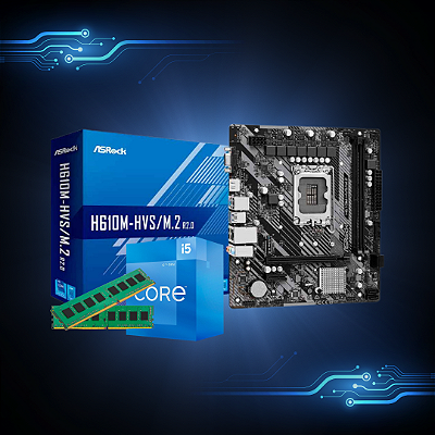 Kit upgrade intel core i5-12400 2.5ghz/ asrock h610m-hvs/ 16gb ddr4