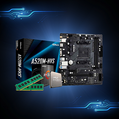 Kit upgrade amd ryzen r5 5600x 3.7ghz/ asrock a520m-hvs/ 16gb ddr4
