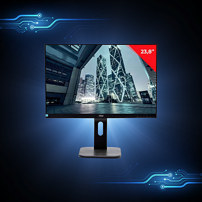 Monitor 23,8" Aoc Led 24p1u Widescreen Vga / Hdmi / 60hz / 5ms / Dp / Vesa / Com Ajuste de Altura