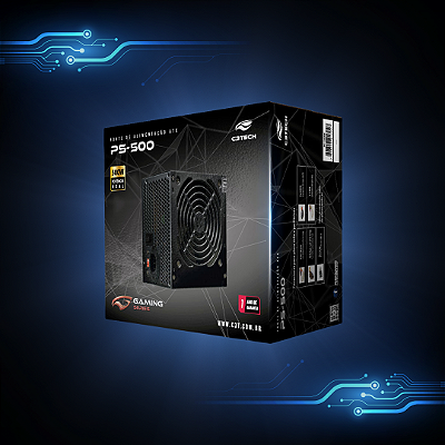 FONTE DE ALIMENTACAO C3TECH PS-500BK 500W 20+4P ATX