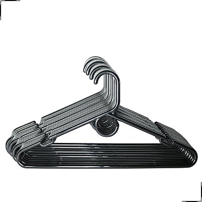 Kit 12 Cabides de Roupa 10mm Adulto Reforçado Preto