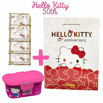 Álbum Hello Kitty + 20 Figurinhas + Pote Aniversário 50anos
